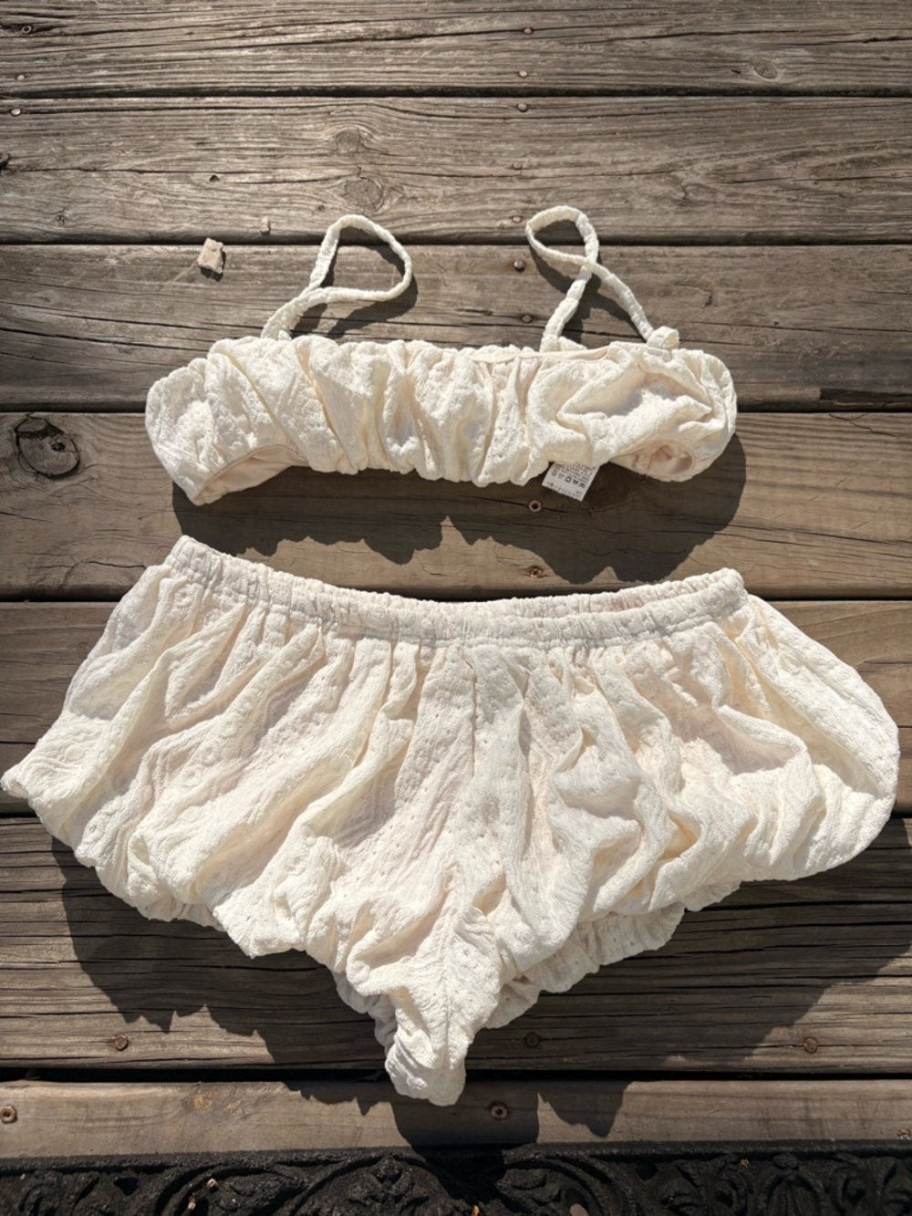 Cream Lace Two-Piece Lounge Set